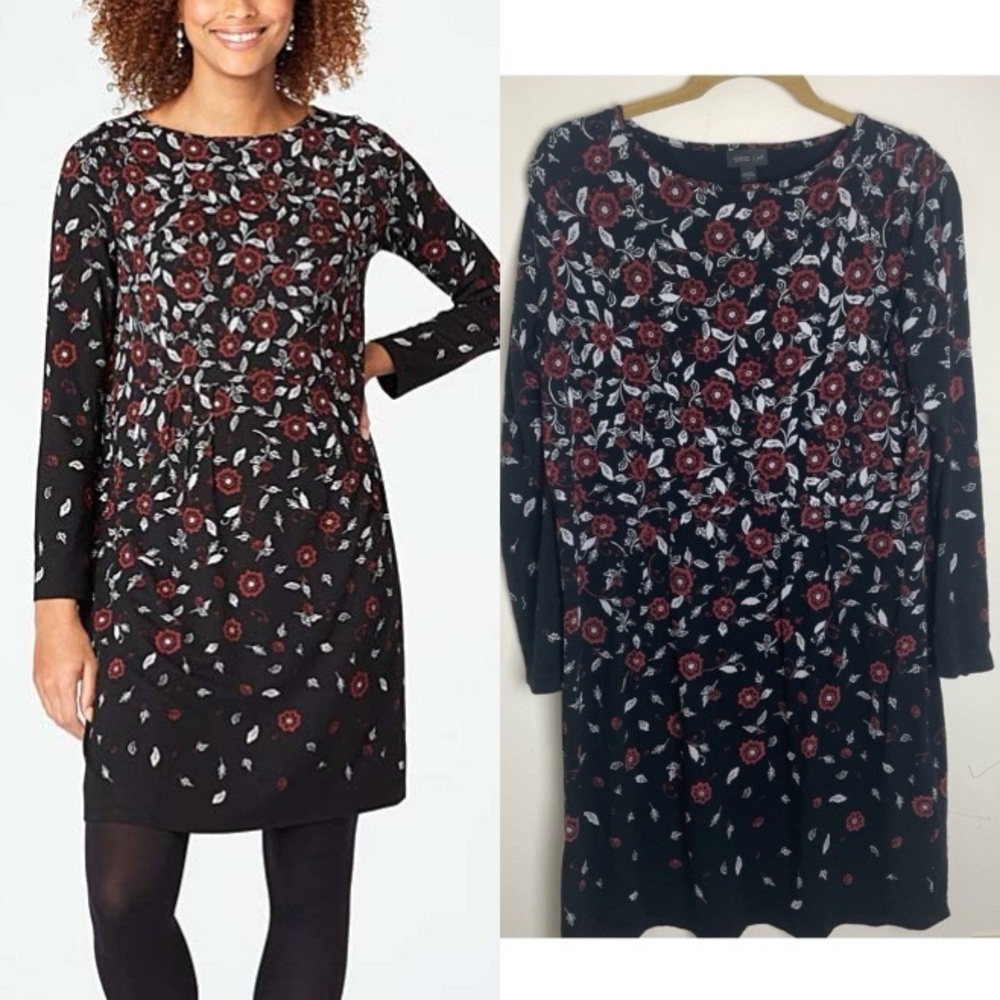 J. Jill Floral Print Long Sleeve Dress Size M
